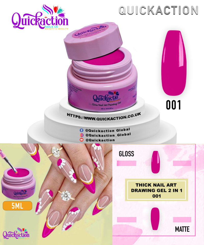 001 Quickaction Thick Nail Art Drawing/ Painting Gel 2 in 1 (001)