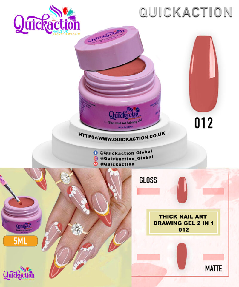 012 Quickaction Thick Nail Art Drawing/ Painting Gel 2 in 1 (012)