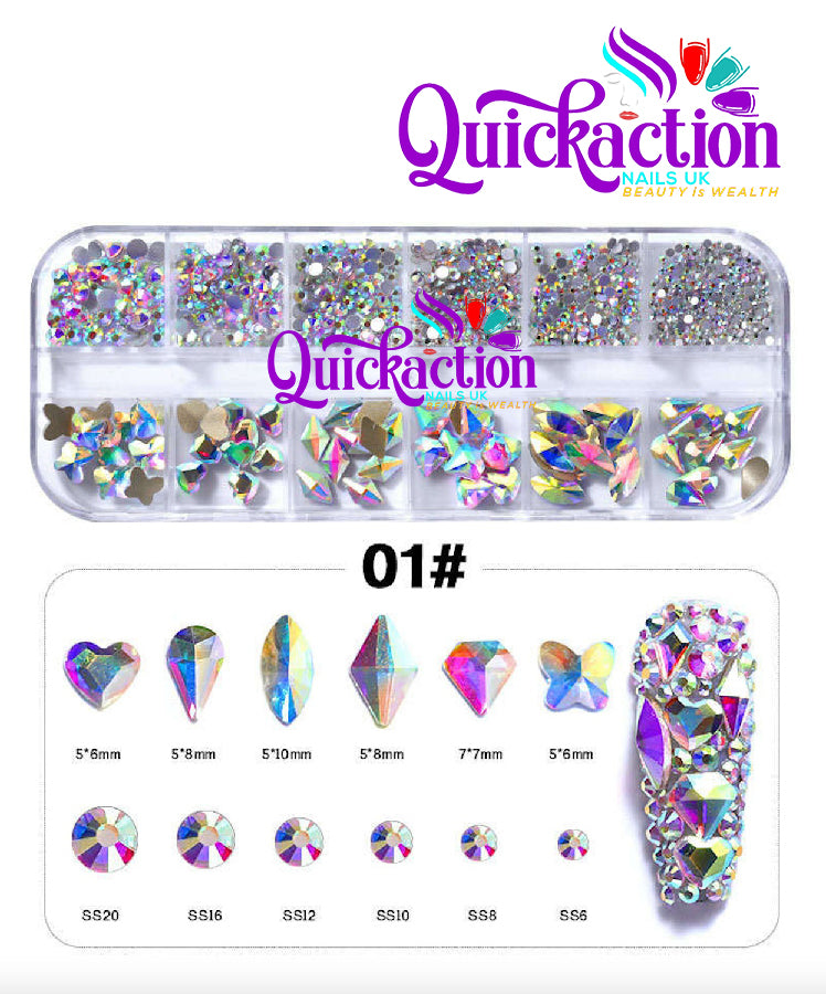 5dee94cc-961e-4a6b-b9d8-63e4939833a2 Multi-sized Flat Bottom Glitter Gems