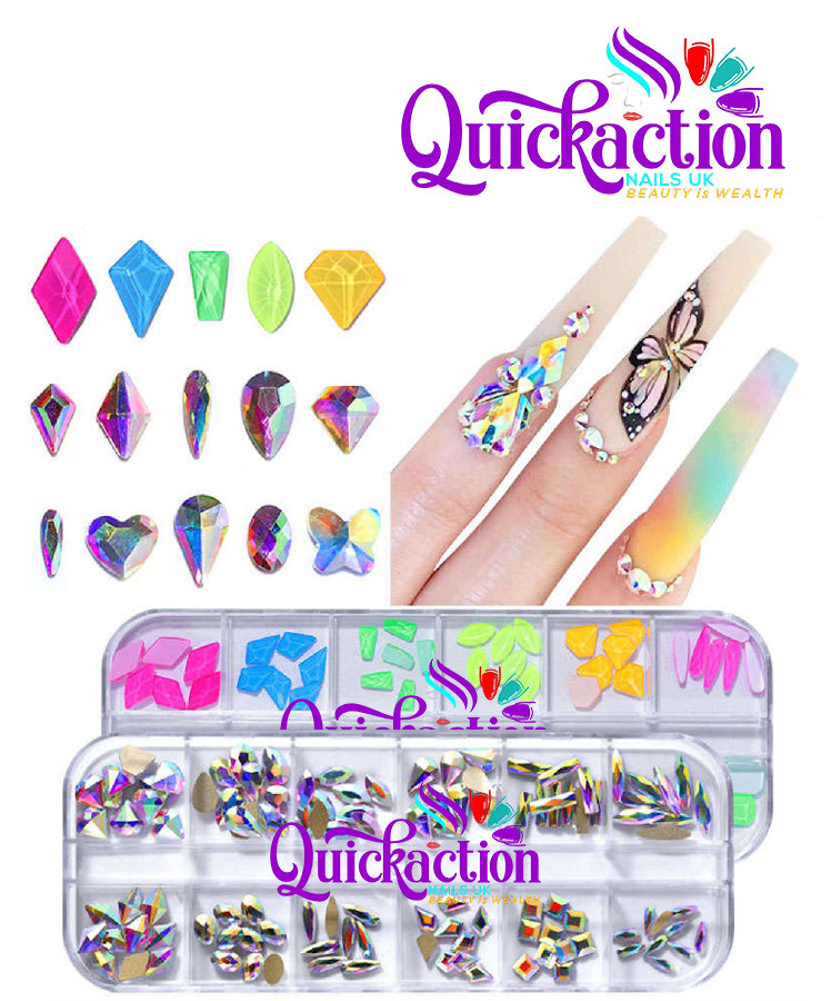 e47434ca-91f2-46d9-97c2-ec747c22cbe6 Multi-sized Flat Bottom Glitter Gems