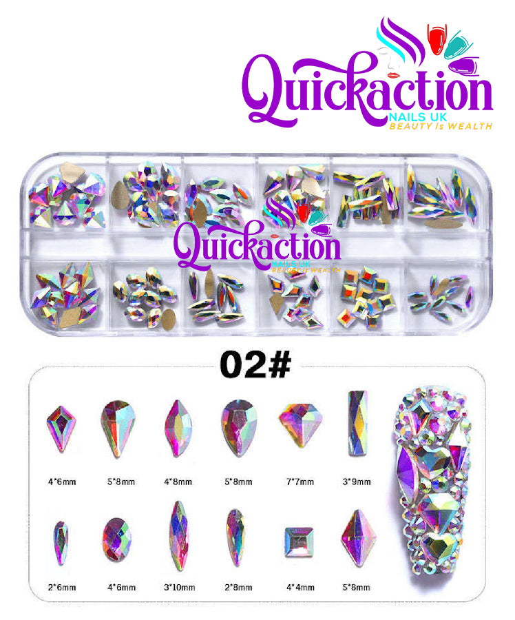 f89cd295-7b40-4115-8834-0fba858f1784 Multi-sized Flat Bottom Glitter Gems