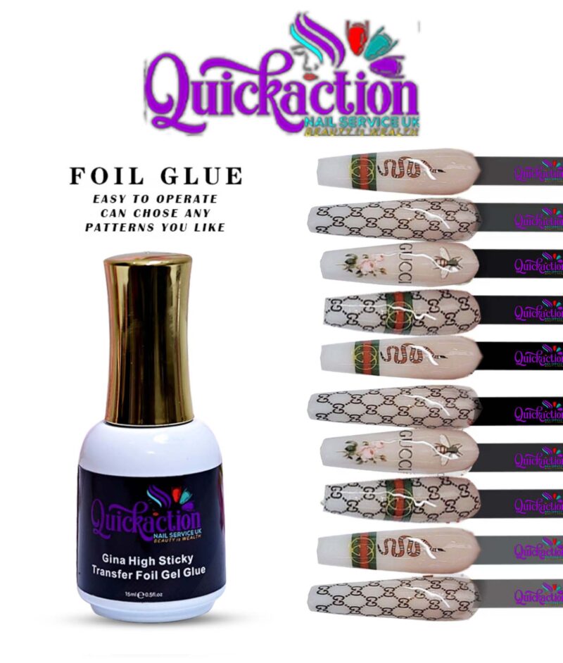 foil glue Quickaction- Gina Super High Quality Sticky Transfer Foil Gel Glue (15ml X 2)