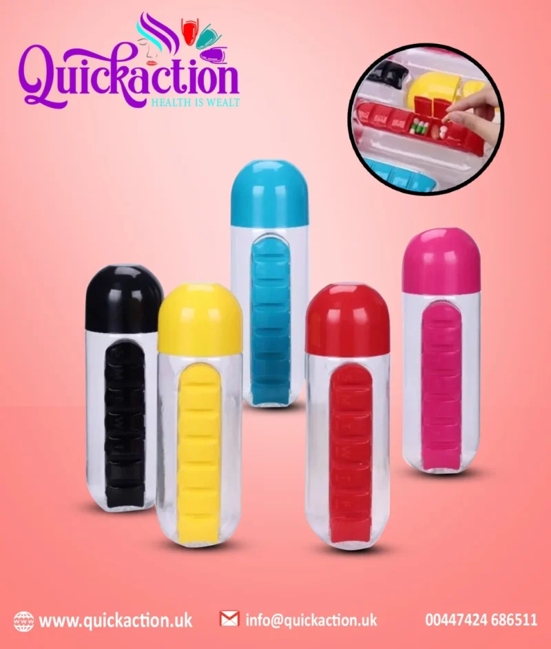 Quickaction New-Sleek Pill Box Water Bottle